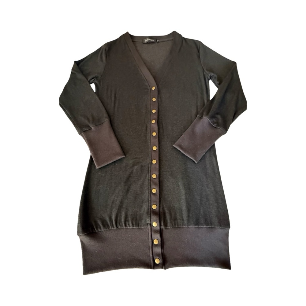 Sophisticated Black Button-Front Cardigan